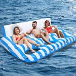 SULDUO 3 Person Inflatable Pool Lounger Float for Adults, Giant Pool Floats Chair Lounge with 3 Backrests and Cup Phone Holder, Water Tanning Pool Raft Party Toys for Outdoor, Beach, Lake, River, Sea