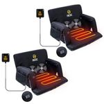 Nice C Stadium Seat, Heated Massage Bleacher Chair, Estrade Chair, Bleacher Chair, Heated Stadium Seats with Backs, Reclining Waterproof Cushion, Power Bank Included (Regular 2 Pack, Black)