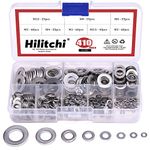 Hilitchi 410-Pcs [8-Size] 304 Stainless Steel Flat Washer Assortment Set - Size included: M2 M2.5 M3 M4 M5 M6 M8 M10