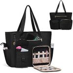 Fasrom XXL Teacher Bag for Work Women with 15.6 inches Laptop Compartment, Extra Large Teacher Utility Tote Bags to Hold Teacher Supplies and More, Black (Patent Design)