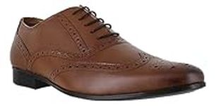 Thomas Crick Men's Portland Oxford Formal Brogue Lace Up Leather Shoes Tan