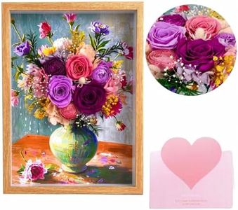 JuneJane 3D Preserved Rose Shadow Box Frame, Flower Wall Art & Tabletop Decor, Eternal Flowers Gifts for Women Wife Girlfriend Mom, Forever Flowers Rose Anniversary Mother's Day Birthday Gifts