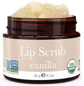 USDA Organic Lip Scrub Vanilla - USA Made All Natural Lips Exfoliator, Valentines Day Gifts, Moisturizing Scrub for Dry Lips, Lip Sugar Scrubber Exfoliator for Smooth Lips, Small Beauty Gifts