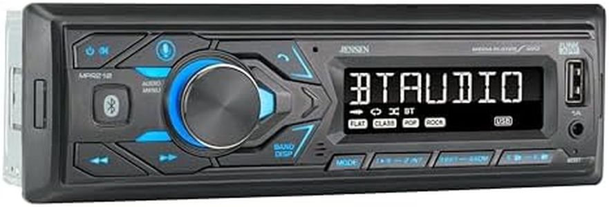 Jensen MPR210 7 Character LCD Single DIN Car Stereo Radio | Push to Talk Assistant | Bluetooth Hands Free Calling & Music Streaming | AM/FM Radio | USB Playback & Charging | Not a CD Player
