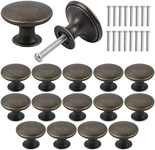 Jinlaili 16PCS Vintage Pomo para Armario Redondo, 30mm Tirador para Cajón, Bronce Pomos Tiradores de Mueble, Perillas de Gabinete Perillas de Cajón, Tirador para Cajón para Puertas Armarios de Cocina