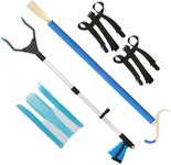 Premium 4-Piece Hip Knee Replacement Kit, Hip Kit-Dressing Stick, Sock Aid, Pants Helper and 32" Grabber Reacher Tool, Ideal for Recovering from Hip Replacement, Knee Or Back Surgery