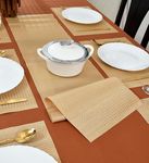 Yellow Weaves 6 PVC Dining Table Placemats with 1 Runner (30 X 135 CM), Set of 7 - Golden