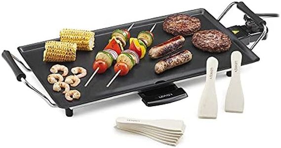 Lewis's Teppanyaki Grill/Electric Grill with Non-Stick Plate, Easy Clean, Anti-Slip, Adjustable Temperature Control, Oil Drip Tray & 8 Spatulas/Cook Meat, Vegetables & Fish / 58cm x 26.5cm