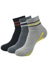 BALENZIA Men's Cushioned High Ankle Sports/Gym Socks (Free Size) Made with 100% Cotton & Spandex. Pack of 3 (Multicolour) | Terry/Towel Ankle Socks for Men.