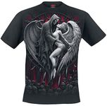 Spiral Forbidden Gothic Rock Biker Horror Men's Black Cotton Short Sleeve T-Shirt (XL)