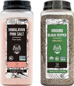 Soeos Himalayan Pink Salt Fine 39 oz + Organic Ground Black Pepper 18 oz, Salt and Pepper for Grinder Refill