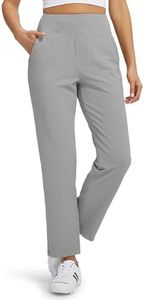 Libin Women Athletic Sweatpants 29'' Travel Pants for Women High Waisted Ankle Pants with 4 Pockets for Golf Casual Grey L