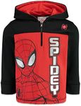 Marvel Spider-Man Big Boys Fleece Half Zip Hoodie Red/Black 12