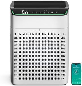 MERONTE Luftreiniger für Zuhause, großer Raum bis zu 1690 ft² mit PM 2,5 Luftqualitätsmonitor, WiFi- und Alexa-kompatibel, doppelseitiger Lufteinlass für Rauch und Geruch, 1 Packung + 4 Modi