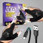 Fathers Day Gift Ideas for Men Rechargeable Led Flashlight Hands Free Flashlight Gloves Gift from Daughter/Son Unique Camping Gadgets Led Gloves for Mechanic Car Guy Repairing, Fishing