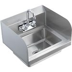 VEVOR Commercial Hand Sink with Faucet and Side Splash, NSF Stainless Steel Sink for Washing, Small Hand Washing Sink, Wall Mount Hand Basin for Restaurant, Kitchen, Bar, Garage and Home, 17x12.8 inch