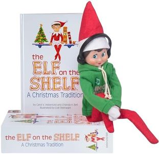 Elf On The Shelf Boy with Jingle Jam Hoodie Set - Blue Eyed Boy Elf Doll with Book and Hoodie with DJ Headphones - Customize Your Elf with Unique DJ Spinning Holiday Tunes - Elf Figure Clothing Pack