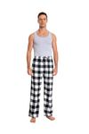 JTPW Men's 100% Cotton Flannel Comfortable Pajama/Lounge Bottoms with Pockets，Black White Check,M