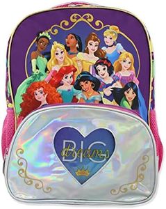 Disney Princess Emoji Girl's 16 Inch School Backpack Bag (One Size, Purple)