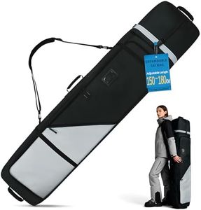 TVDARMO Ski Bag, Dynamic Adjustable Length - Padded Snowboard Bag Adjusts from 150cm to 180cm for Snow Air Travel Transport, Fits Skis Up to 150-180 cm