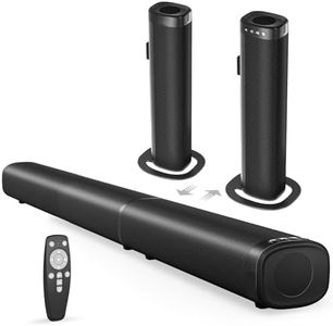 Sound Bar, 100W Sound Bar for Smart TV, Bluetooth 5.3 Soundbar, 2 in 1 Detachable Home Speaker Bass Effect, Home Theater Surround Sound, HDMI ARC/Optical/AUX /USB Connections, For TV/PC/Projectors