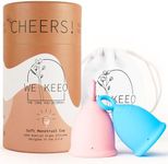 WE KEEO Menstrual Cup - Reusable, Soft & Safe Medical Grade Silicone Period Cup - 12 Hours Comfort - Eco Friendly Tampon & Pad Alternative for Active Lifestyle & Heavy Flow (Pink & Blue)