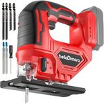 Jig Saw for Milwaukee 18V Battery, Cordless Jigsaw with LED Work Light, 0°-45°Bevel Cuts, 3 Orbital Settings for Straight/Curve/Bevel/Circle Cutting(Battery not Included)