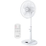 4UMOR DC Standing Fan, 16 inch Pedestal Fan with Remote Control, 20dB Quiet Floor Fan, 9 Speeds|4 Modes|9H Timer|90°Oscillation|Height Adjustable for Bedroom Home Office