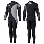 Owntop Mens Wetsuit 5mm Neoprene Diving Suit - Full Wet Suit Front Zip Long Sleeve UPF50+ Keep Warm Thicken Swimwear for Water Sports, Gray 3XL