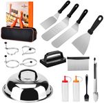 Bbcuepro 16 PCS Griddle Accessories Kit - Stainless Steel Flat Top Grill Spatula Kit for Outdoor Barbecue Teppanyaki Camping Cooking, Blackstone and Camp Chef - Professional Grill BBQ Spatula Set