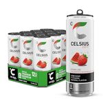 CELSIUS Energy Drink, Sparkling Strawberry Watermelon, Natural Flavours. No Artificial Colours, Sugar Free Energy Drinks, 355 mL, 12-Pack
