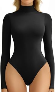 Avidlove Bodysuits for Women High Neck Long Sleeve Body Suits Snap Closure Double Lined Mock Neck Bodysuit Soft Black, S