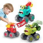 SunnyPal Toys for 1 Year Old Boys Birthday Gift - 3 Pack Monster Truck Toys for 2 Year Old Boy, Toddler Toys Boys Toys, Baby Toys Pull Back Cars 1st Birthday Gifts for Boy