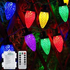 25.7FT 50LED Battery Operated Christmas Lights, 8 Modes Christmas Decorations Indoor Lights, Waterproof C9 Christmas Tree Lights for Christmas Tree Bedroom Classroom Garland Home Patio Party Decor