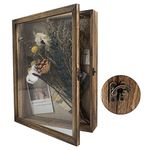 GraduatePro Shadow Box Frame 11x14 Display Case with Linen Back, Real Glass Window Door with Hinge, Picture Frame Wedding Bouquet Memorabilia Medals Photos Memory Box for Keepsakes, Carbonized Black