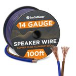 InstallGear 14 Gauge AWG 100ft Speaker Wire True Spec and Soft Touch Cable - Blue/Black (Great Use for Car Speakers Stereos, Home Theater Speakers, Surround Sound, Radio)