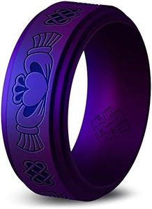 Knot Theory Claddagh Silicone Ring for Men - 9mm Engraved Breathable Comfort Fit Rubber Wedding Band