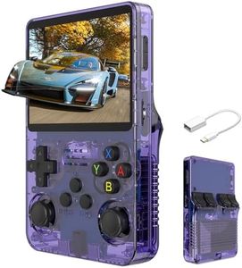 R36S Handheld Game Console, 3.5 Inch IPS Retro Video Game Console Built-in 10,000+ Classic Video Games 32GB+64GB TF(Purple)