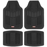 Motor Trend DualFlex™ Rubber Floor Mats for Car Truck Van & SUV - Waterproof Car Floor Mats with Drainage Channels, All-Weather Car Mats with Sporty Two-Tone Design, Automotive Floor Mats (Black)