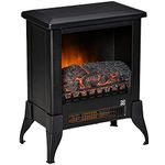 HOMCOM Electric Fireplace Stove, Free standing Fireplace Heater with Realistic Flame Effect, Adjustable Temperature and Overheat Protection, Black