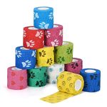 Sagafly 12 Rolls Pet Vet Wrap Cohesive Bandages for Pets Self Adhesive Bandage for Dogs Elastic Bandage Wrap Tape for Wrist Ankle Sprains & Swelling 5cm x 4.5m