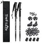 TheFitLife Nordic Walking Trekking Poles - 2 Packs with Antishock and Quick Lock System, Telescopic, Collapsible, Ultralight for Hiking, Camping, Mountaining, Backpacking, Walking, Trekking (Black)