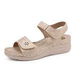 firelli Women Orthopedic Arch Support Sandals Comfortable Walking Sandals (8 CA,Beige)