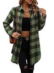 Jhsnjnr Women's Flannel Plaid Button Down Long Shirts Oversized Checked Long Sleeve Blouse Tops Green