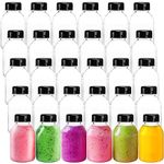 ZENFUN 30 Pcs 8.5 Oz Plastic Juice Bottles with Tamper Evident Caps Lids, Reusable Clear Beverages Containers for Water, Milk, Tea, Smoothie, Homemade Drinks