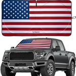 American Flag Windshield Sun Shade, High-Resolution Car Sun Shield with Mirror Cut-Out for Automotive Interior Sun Protection Heat Reduction, Folding Car Sunshade with Storage Bag - Xlarge, Original