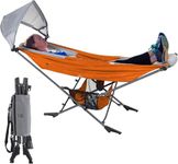 MOCK ONE Hammock with Stand with Adjustable Sunshade Canopy, Portable Free Standing Hammock with Steel Frame for Outdoor, Garden, Camping, Beach, Orange