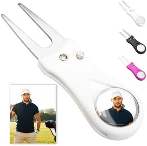 ibera gifts - Arreglapiques Golf Personalizado Plegable con Marcador Bolas de Golf y Foto, Acero Inoxidable, Presentado en Bolsa de Regalo, Tamaño Plegado 3,2 cm x 7,1 cm (Blanco)