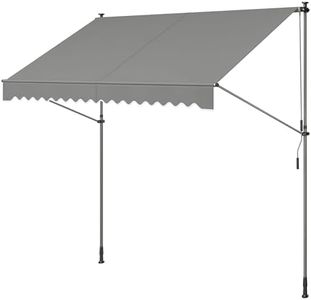 SONGMICS Retractable Awning, Manual Retractable Sunshade, Height-Adjustable with Crank, for Balcony, Garden, Patio, 350 x 120 cm, Grey GSA352G01