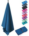 Fit-Flip Swimming towel - fast drying microfibre beach towel - ultra absorbent thin towels for travel, beach & gym - lightweight camping towel (1x 120x60cm, Azure Blue)